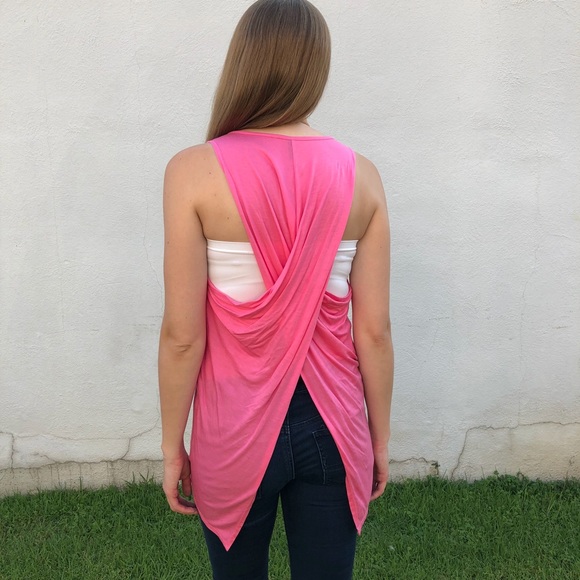 RILLER & FOUNT Pink Cross Back Sleeveless Top - Picture 3 of 6